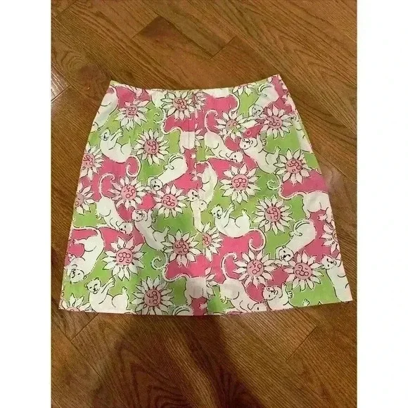 Vintage Lilly Pulitzer Skirt French Fried Size 8 Pink Panther White Label - Picture 3 of 7